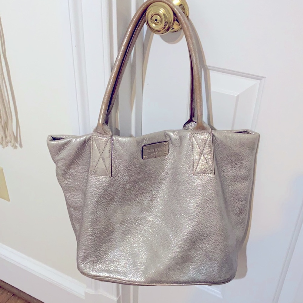 Kate spade silver metalic stevie large tote bag